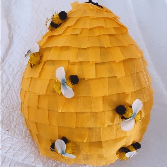 None Other - 10” Bee Hive Gender Reveal Pull-string Piñata